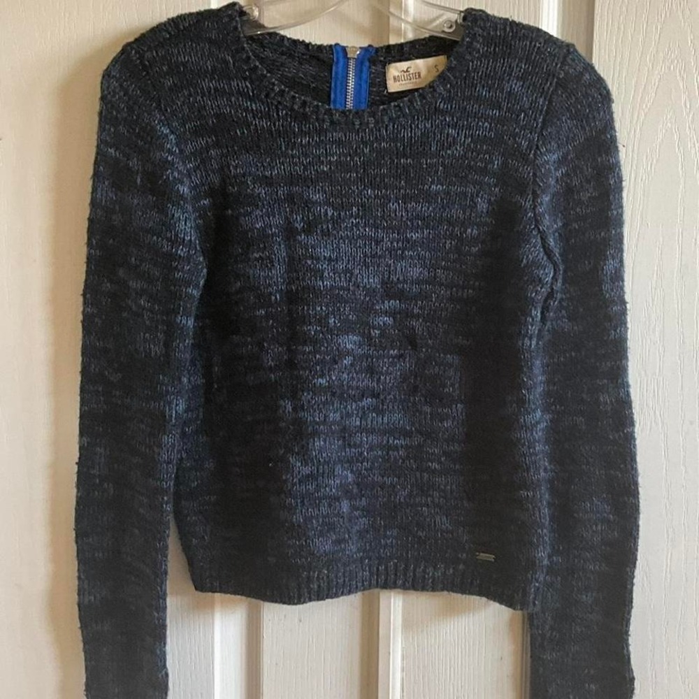 Hollister Blue and Black Zip Sweater -‎ Size Small